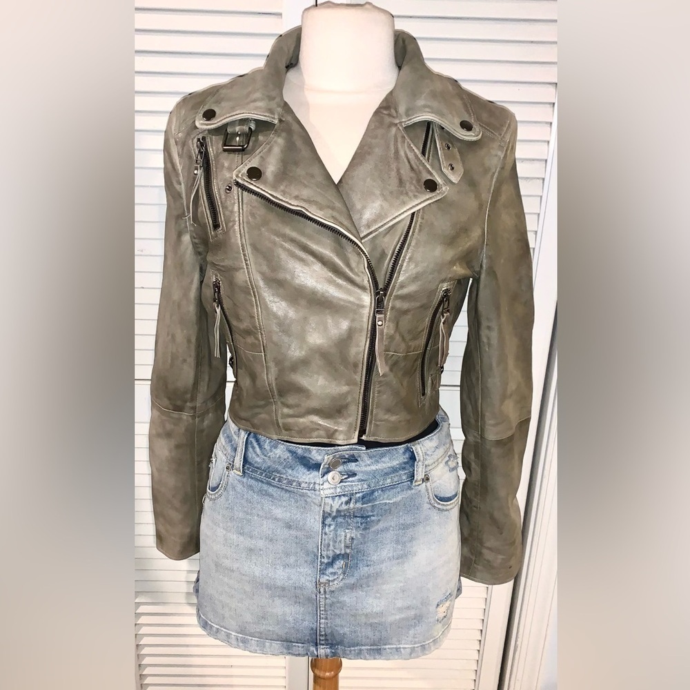 Cigno Nero leather motto jacket size 42 US size 6